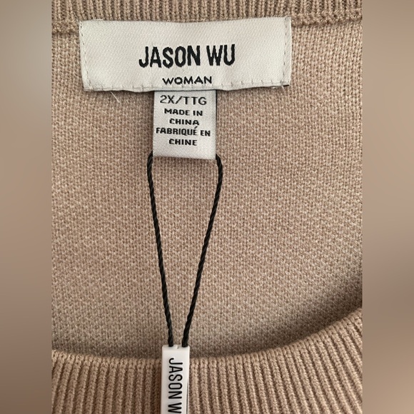 NWT Jason Wu Sweater: Beige w/White Horses, Crewneck, Long Sleeves, Viscose 2X - Picture 3 of 13